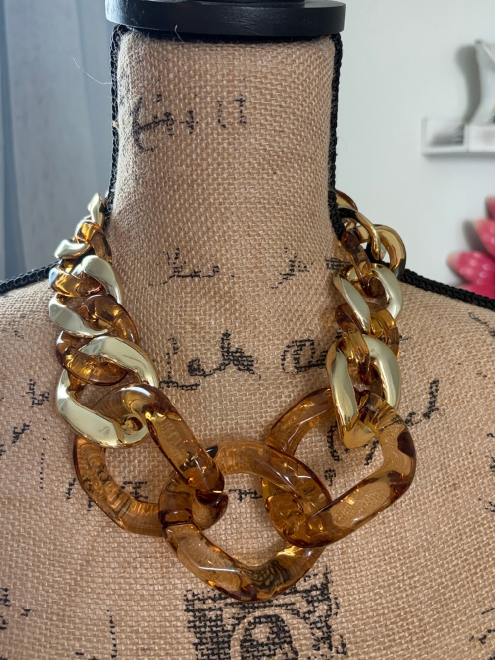 Chunky Amber Link Necklace - Women Jewelry